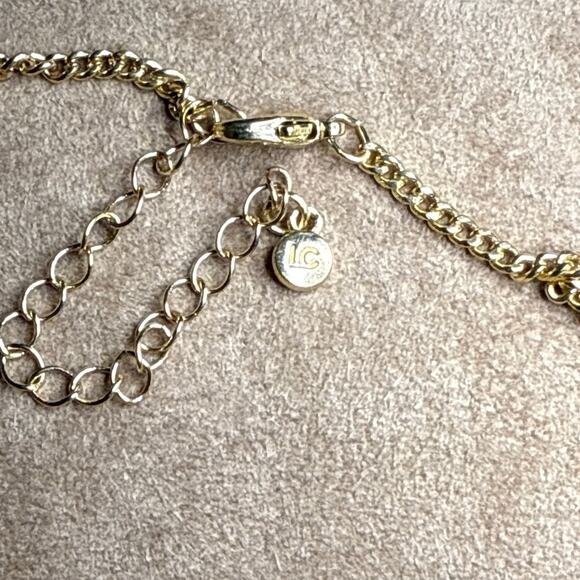 Vintage Liz Claiborne Signed Peach Rinestone Flower Bib Necklace Adjustable - Picture 5 of 7